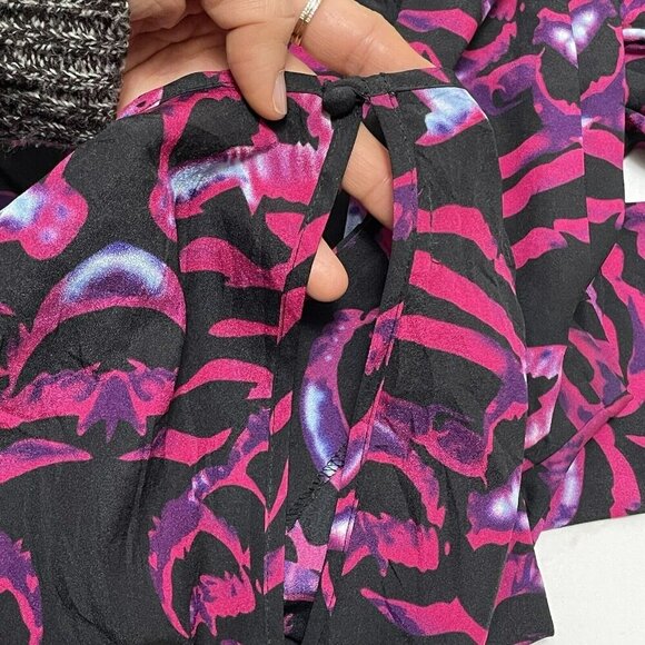 Kardashian Blouse Women Size XS Vneck Peplum Colorful Ruffle Pleat Funky Party - Picture 9 of 12